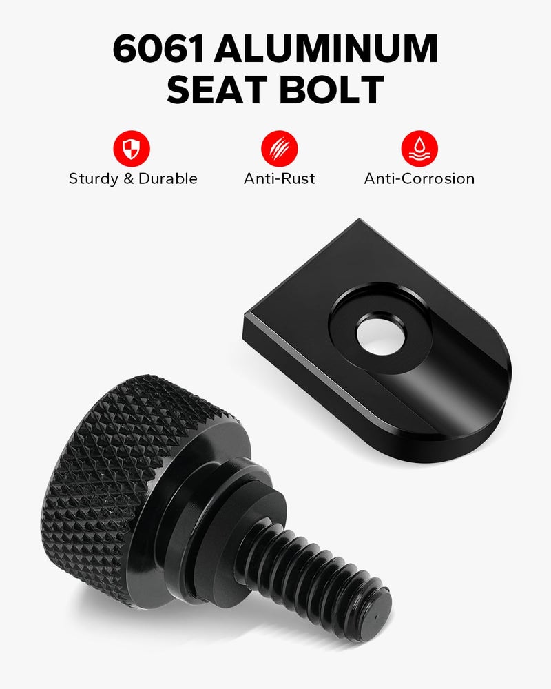 Amazicha Black Aluminium Seat Bolt Tab Screw Mount Knob Cover Compatible with Harley Davidson 1996-2024 - Image 5